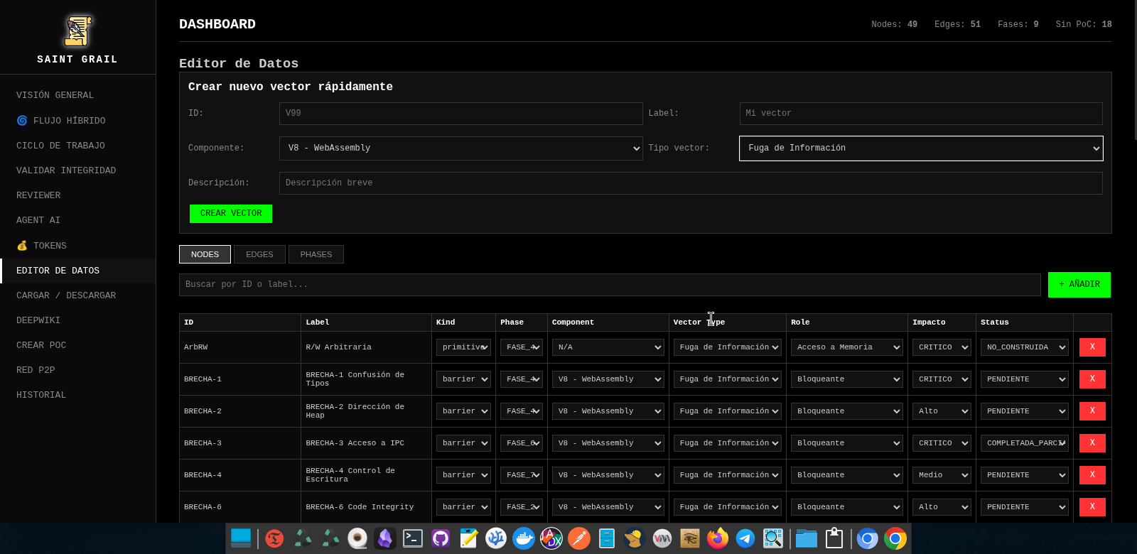 Editor para crear y gestionar vectores de ataque
