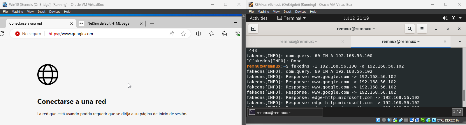 fakedns redirigiendo tráfico en Windows 10