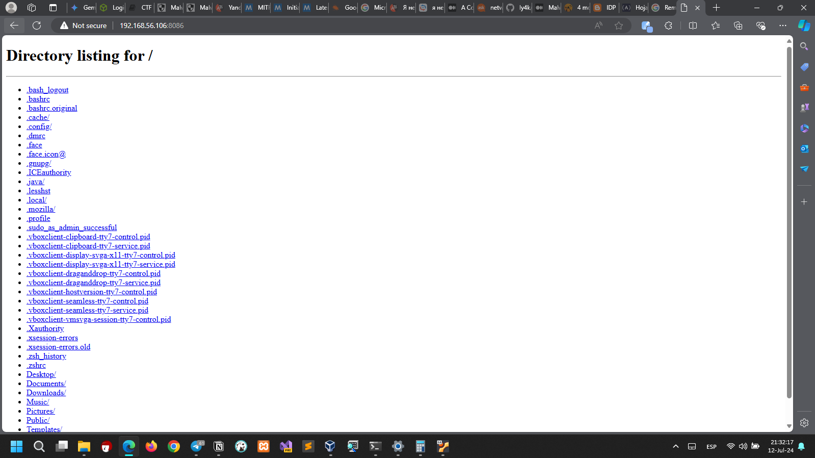 Listado de directorios del home de Kali