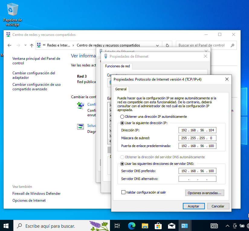 Configuración de IP estática en Windows 10