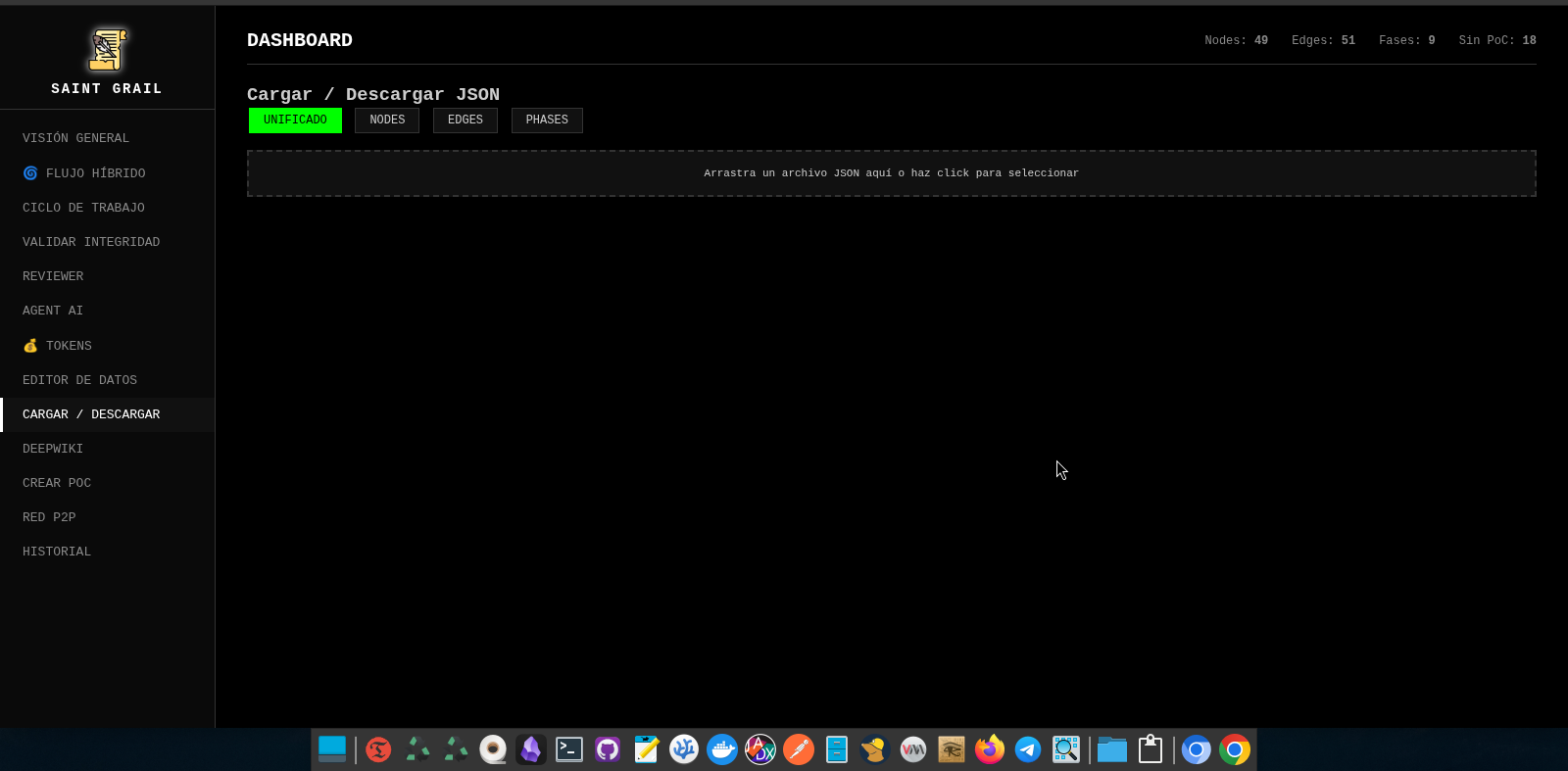 Panel de carga y descarga de archivos JSON