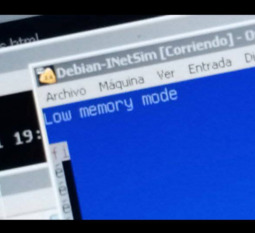 Debian ejecutando INetSim en modo de baja memoria